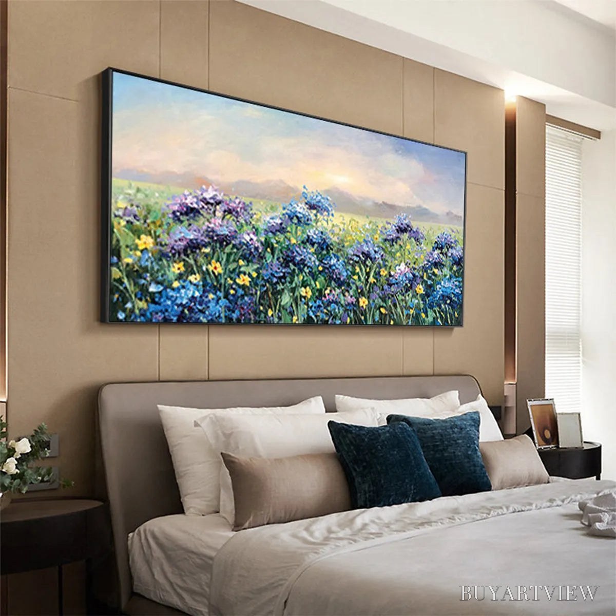 ARTOVITAS Blue Ridge Dawn – Landscape Oil Painting with Hydrangeas and Sunrise - image 6