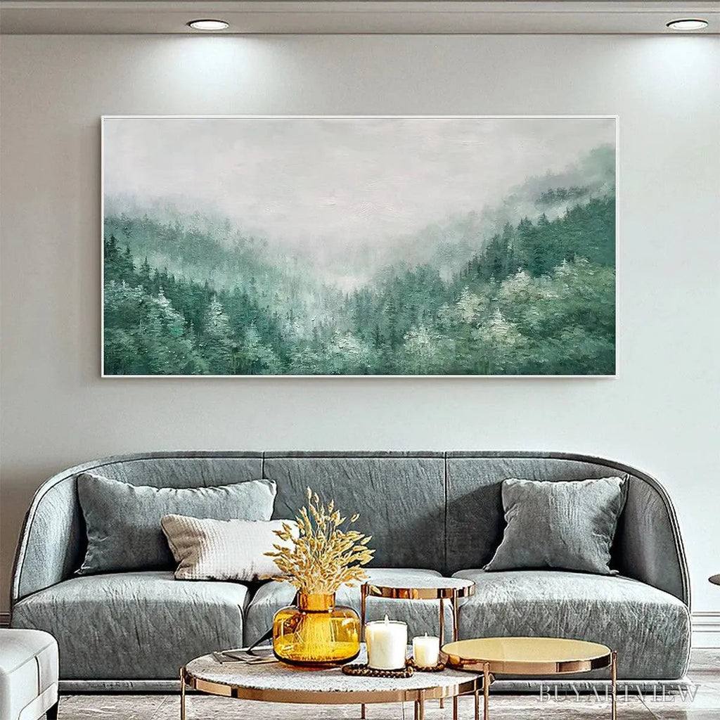ARTOVITAS Valley of the Evergreens – Panoramic Evergreen Forest Landscape Oil Painting - image 6