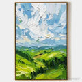 ARTOVITAS Green Valley Vista – Textured Landscape Painting, Impasto , Vertical Canvas, Nature Decor - image 1