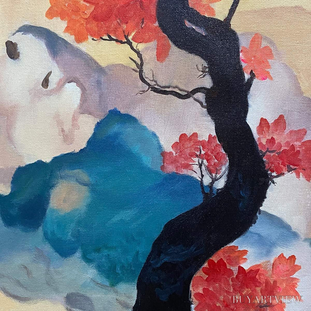 ARTOVITAS Zen Mountain Sunset Panoramic – Landscape Painting, Panoramic , Asian Decor - image 3