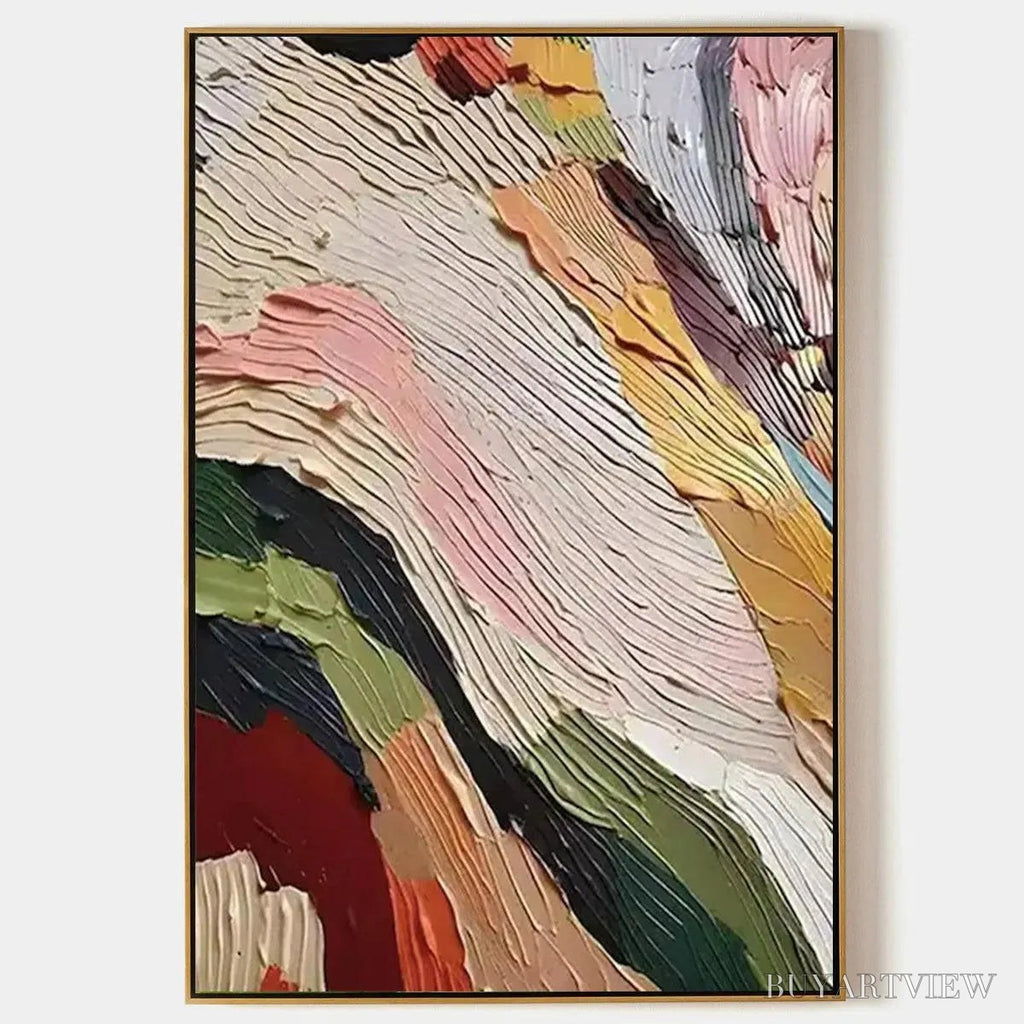 ARTOVITAS Colorful Ridge – Textured Abstract Painting, Colorful , Vertical Canvas, Impasto Decor - image 1