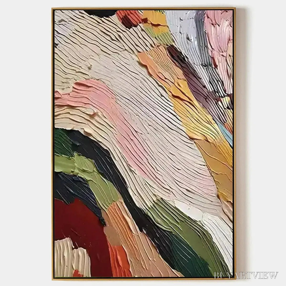 ARTOVITAS Colorful Ridge – Textured Abstract Painting, Colorful , Vertical Canvas, Impasto Decor - image 1