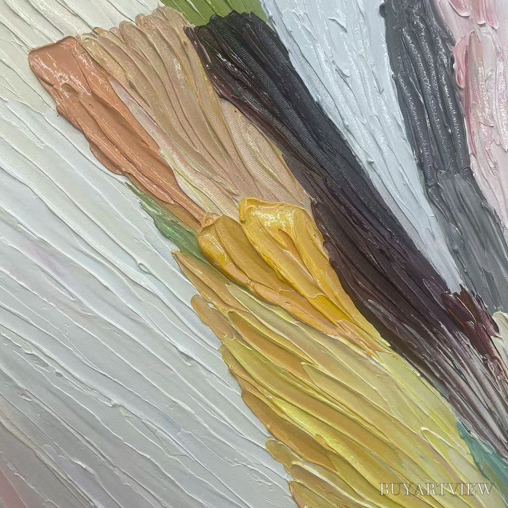 ARTOVITAS Colorful Ridge – Textured Abstract Painting, Colorful , Vertical Canvas, Impasto Decor - image 3