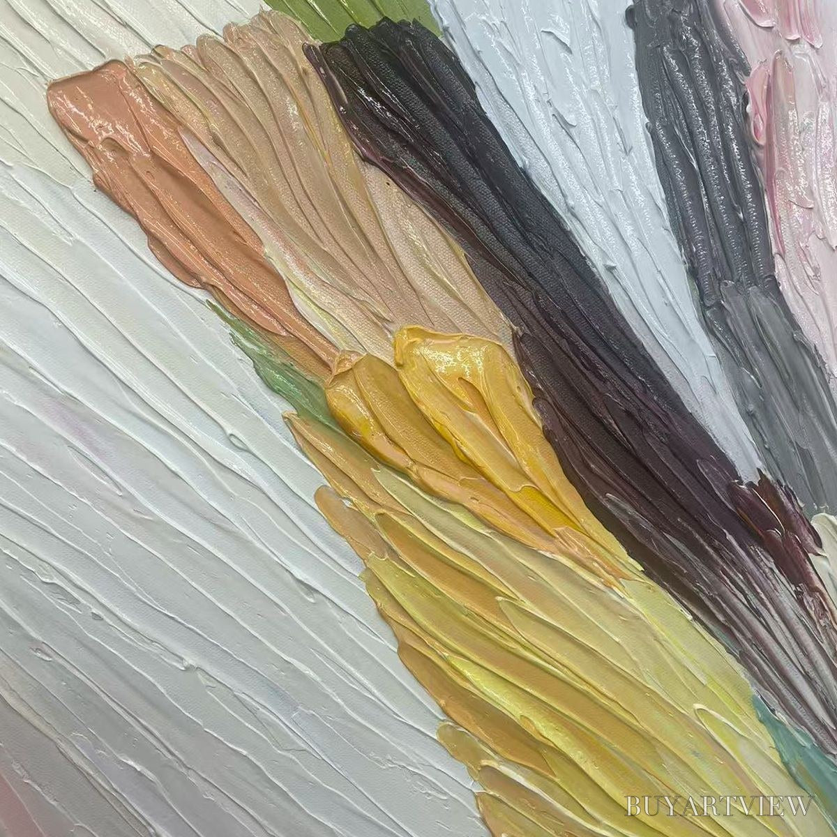 ARTOVITAS Colorful Ridge – Textured Abstract Painting, Colorful , Vertical Canvas, Impasto Decor - image 3