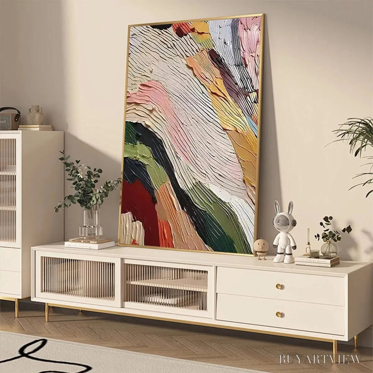 ARTOVITAS Colorful Ridge – Textured Abstract Painting, Colorful , Vertical Canvas, Impasto Decor - image 5
