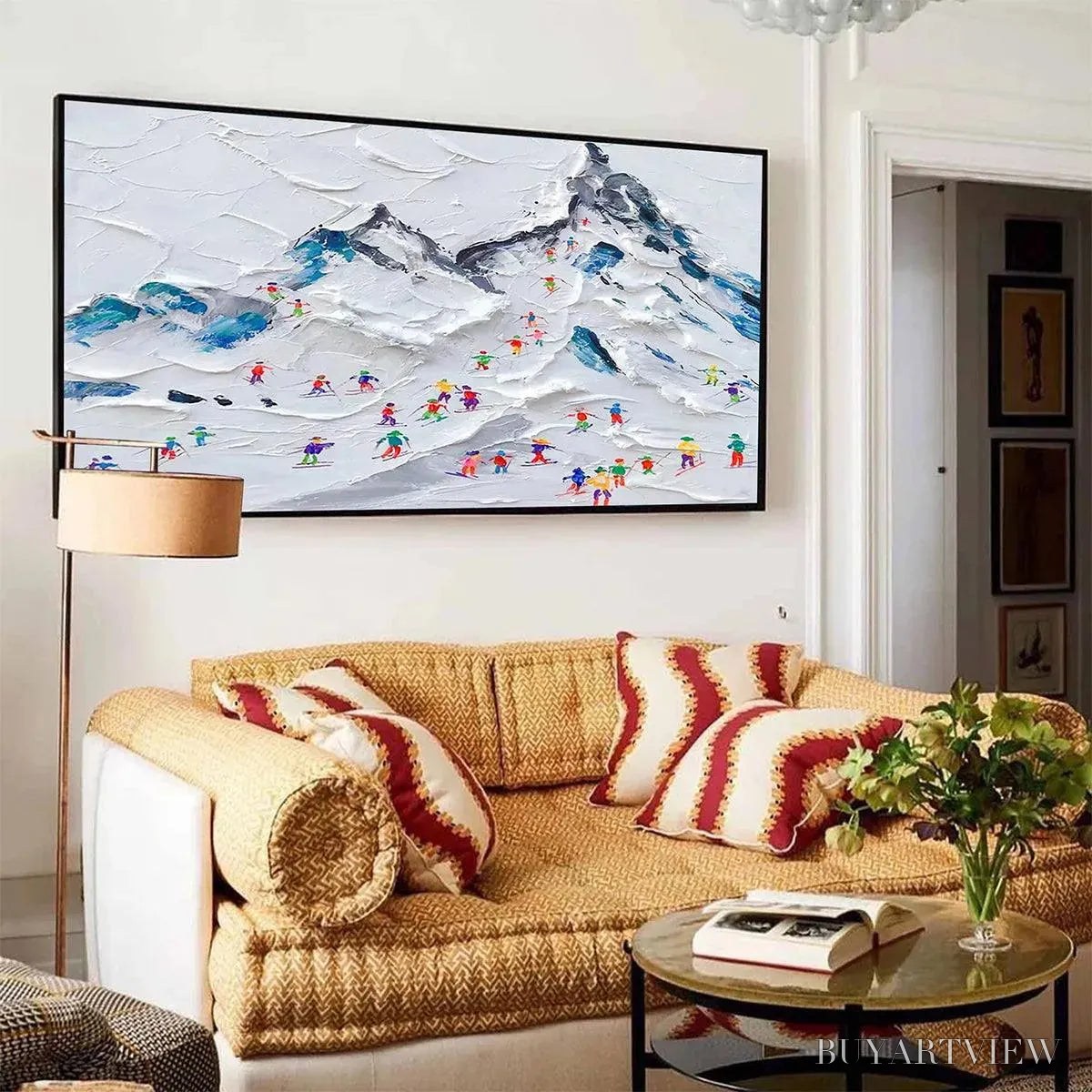 ARTOVITAS Alpine Ski Day – Sports Painting, Winter Decor, Impasto, Textured - image 4