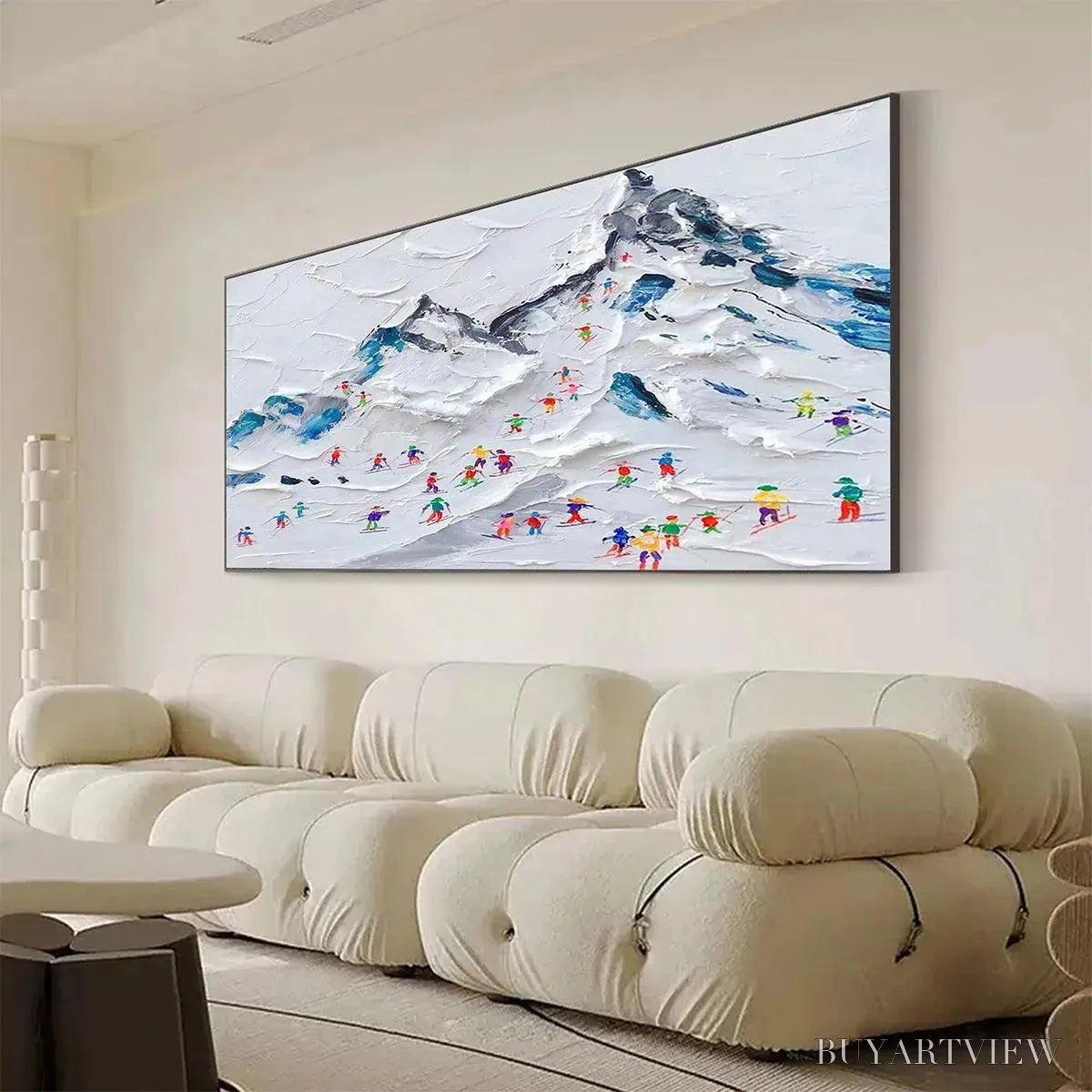 ARTOVITAS Alpine Ski Day – Sports Painting, Winter Decor, Impasto, Textured - image 5