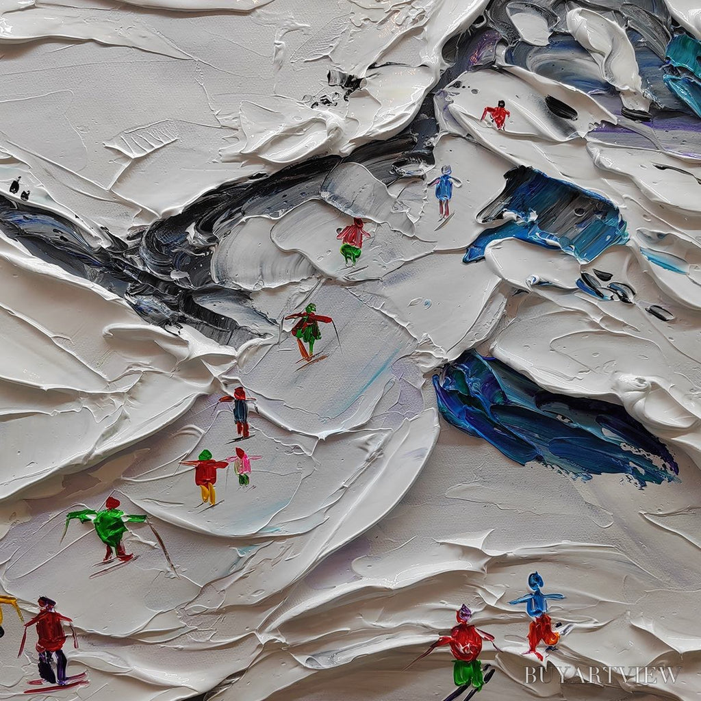 ARTOVITAS Alpine Ski Day – Sports Painting, Winter Decor, Impasto, Textured - image 6