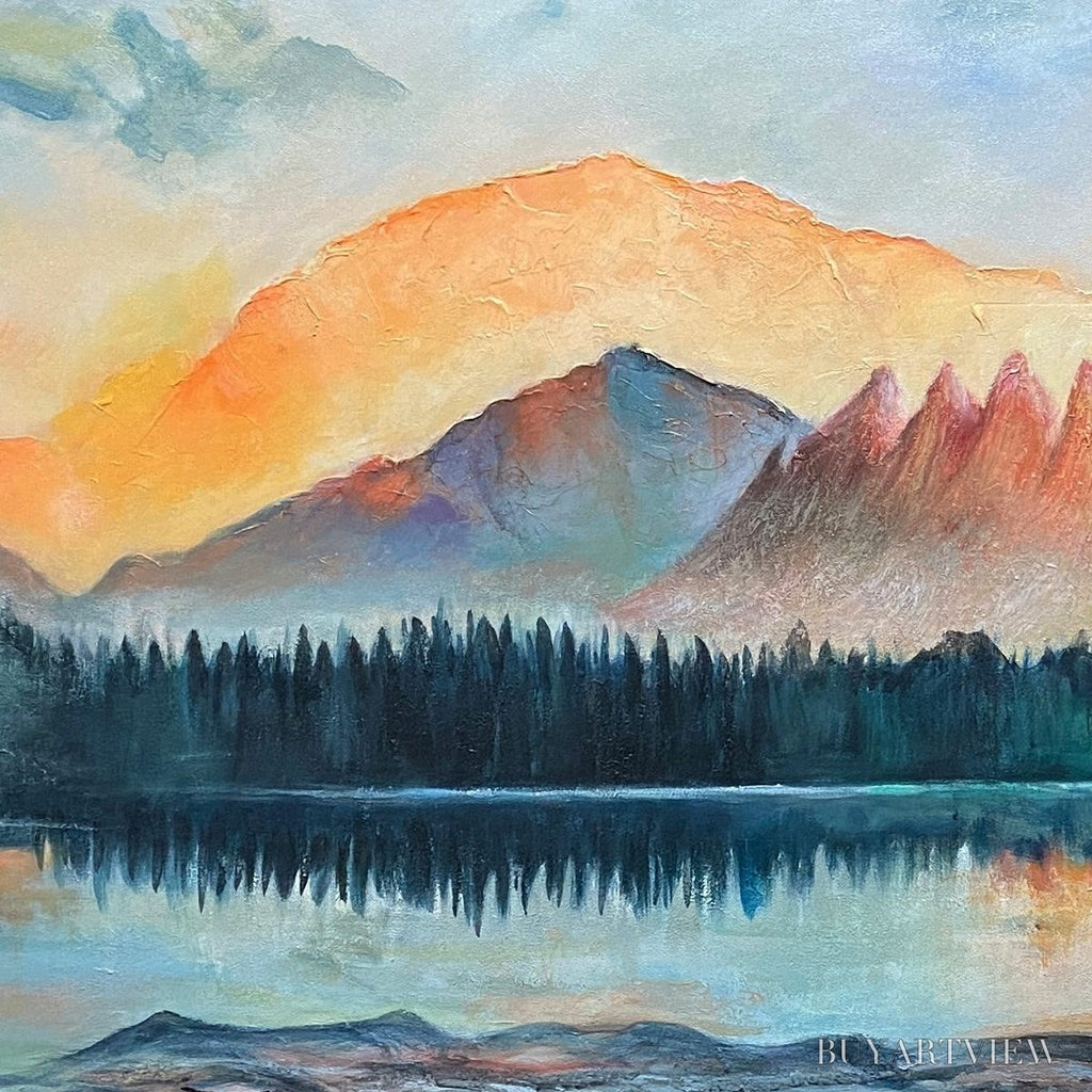 ARTOVITAS Sunset Serenity Panoramic – Landscape Painting, Panoramic , Watercolor Decor - image 3