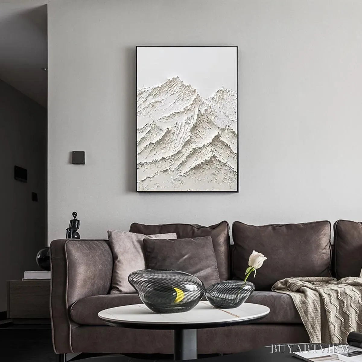 ARTOVITAS White Mountain – Textured Mountain Painting - image 2