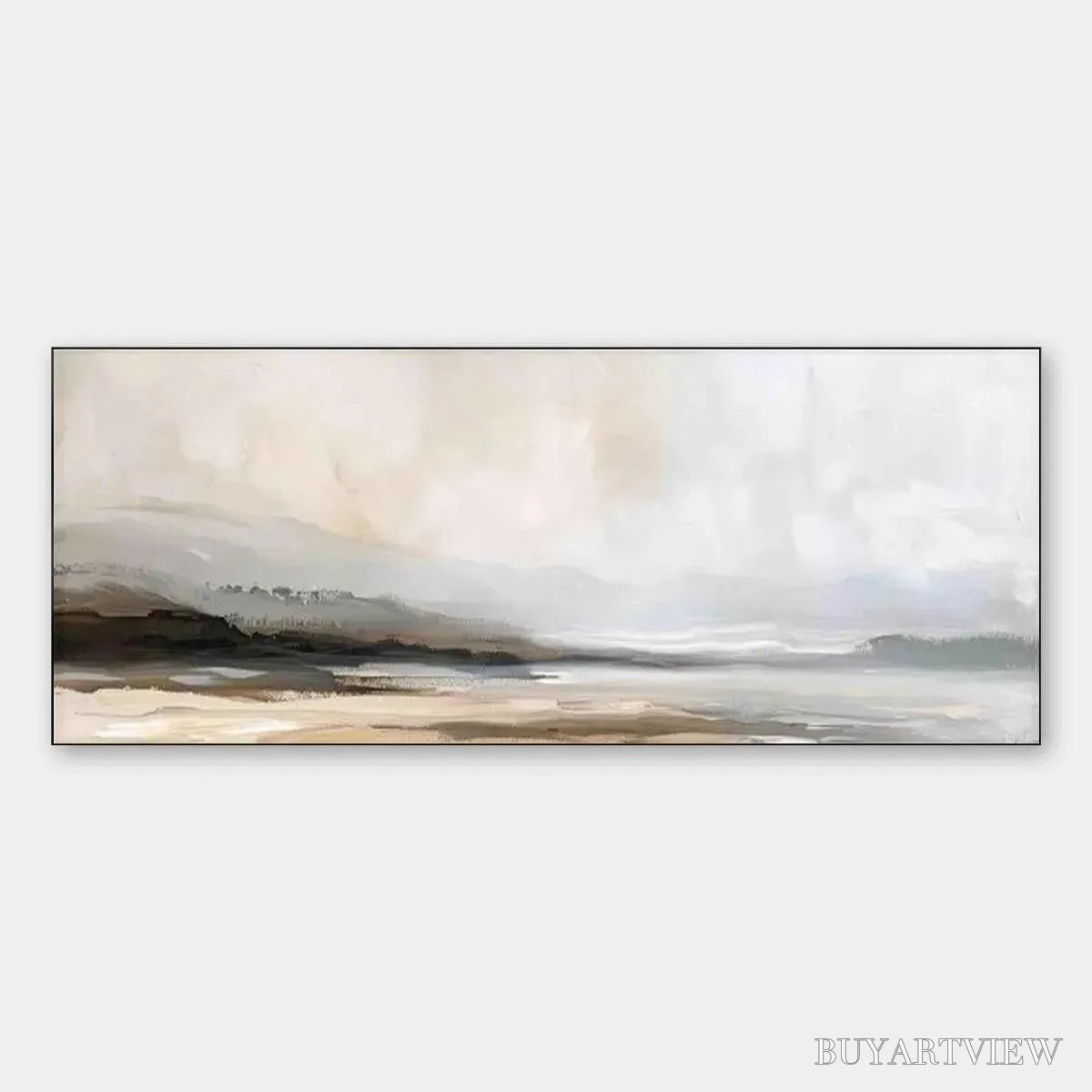 ARTOVITAS Misty Mountain Lake Panoramic – Landscape Painting, Panoramic - image 1