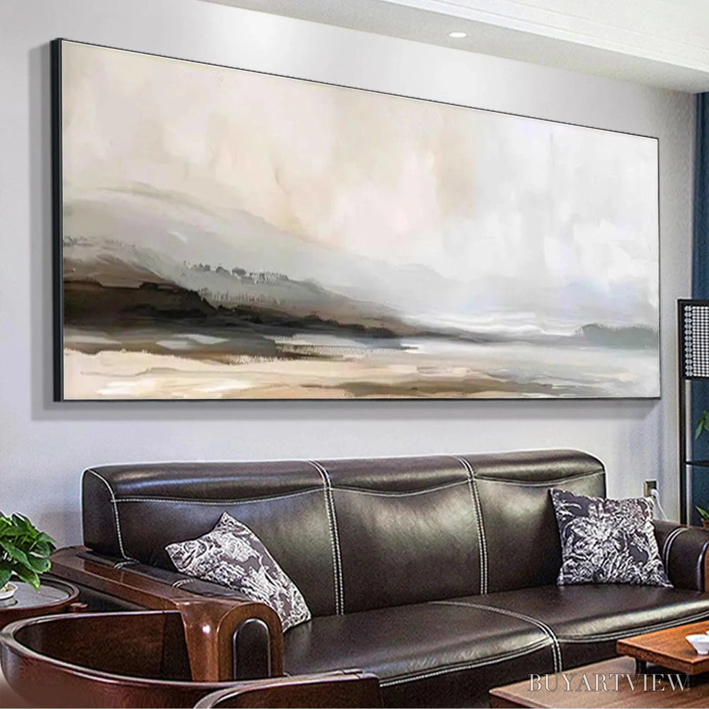 ARTOVITAS Misty Mountain Lake Panoramic – Landscape Painting, Panoramic - image 4