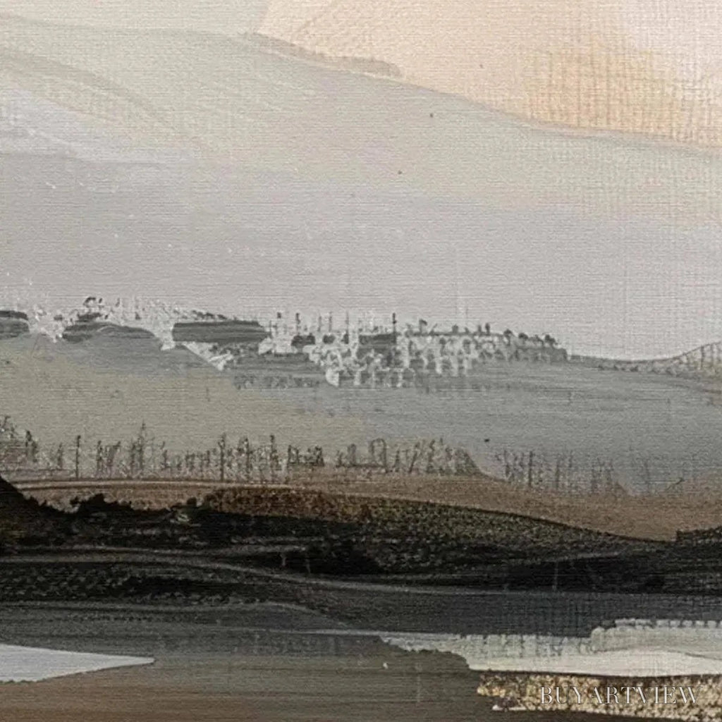 ARTOVITAS Misty Mountain Lake Panoramic – Landscape Painting, Panoramic - image 5