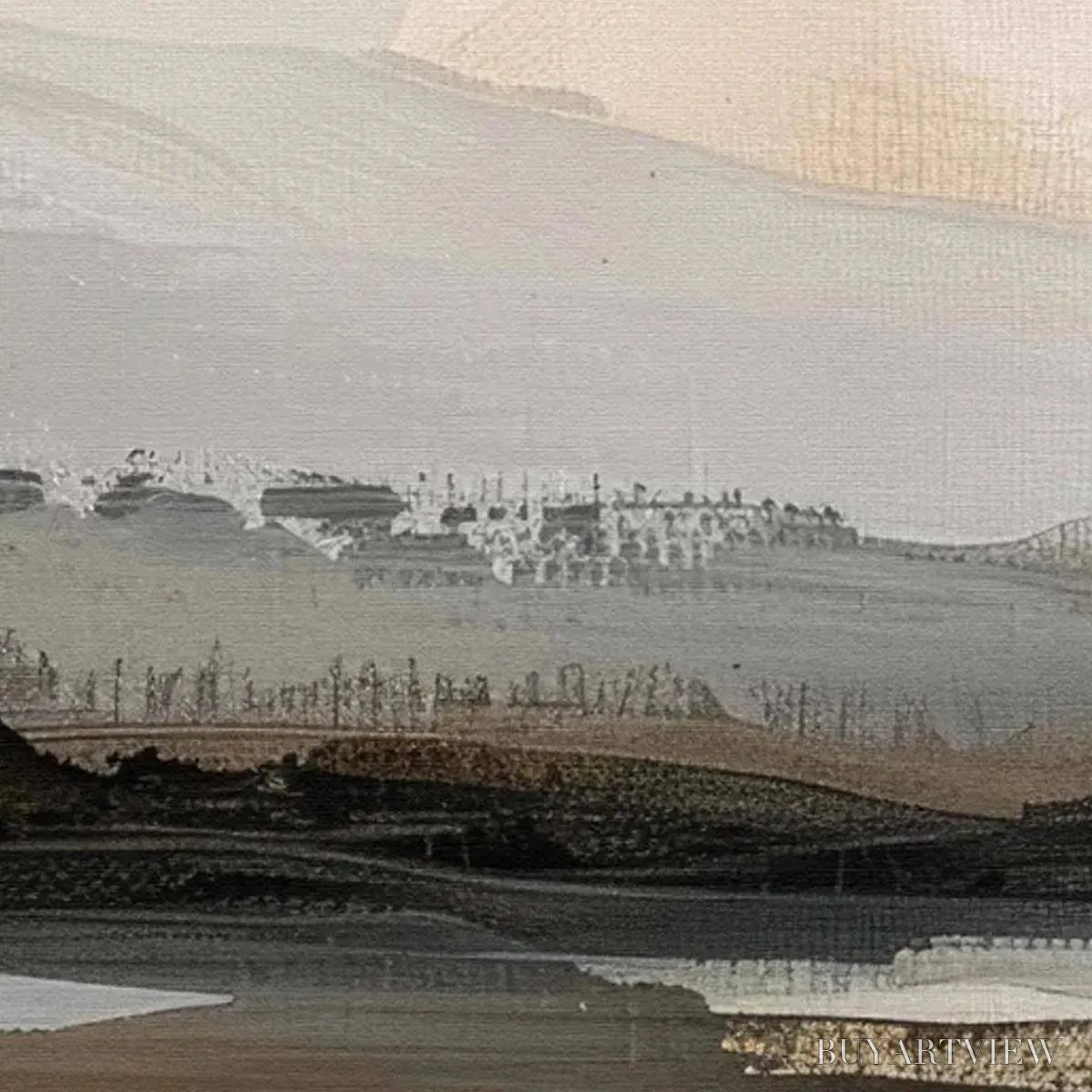 ARTOVITAS Misty Mountain Lake Panoramic – Landscape Painting, Panoramic - image 5