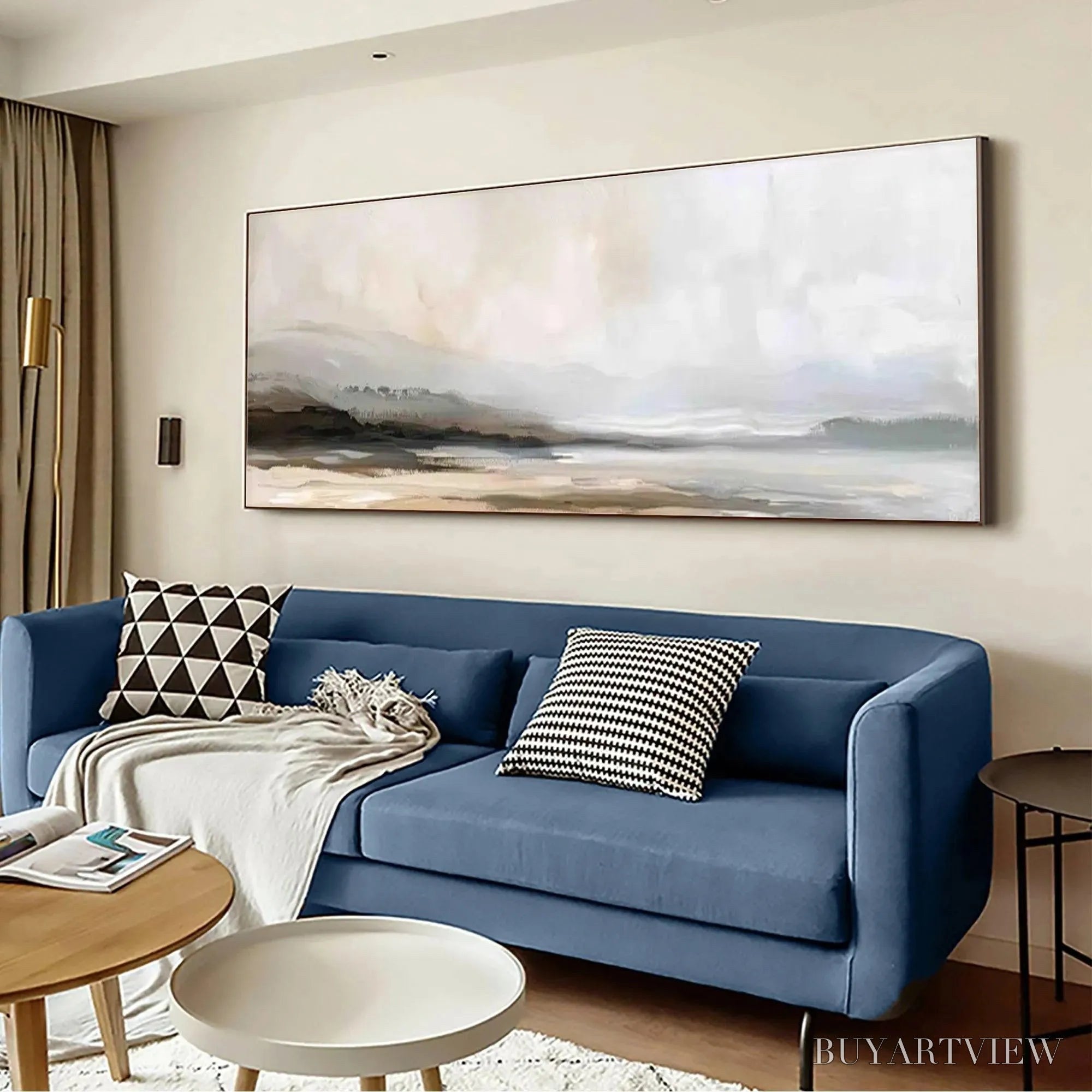 ARTOVITAS Misty Mountain Lake Panoramic – Landscape Painting, Panoramic - image 6