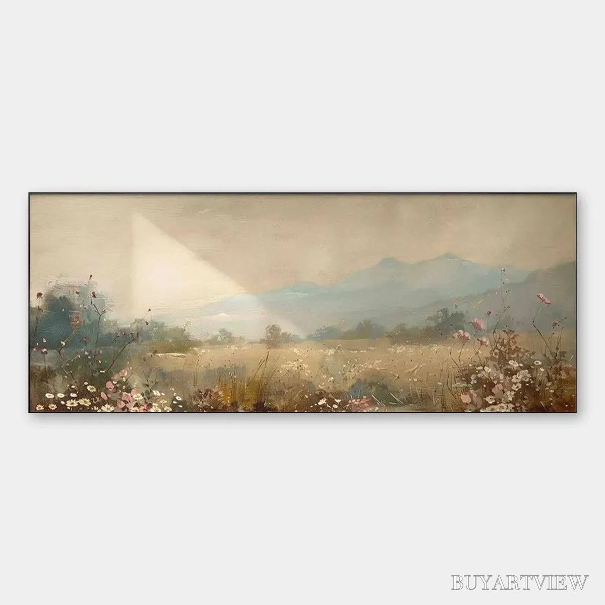ARTOVITAS Meadow Valley Panoramic – Landscape Painting, Panoramic - image 1