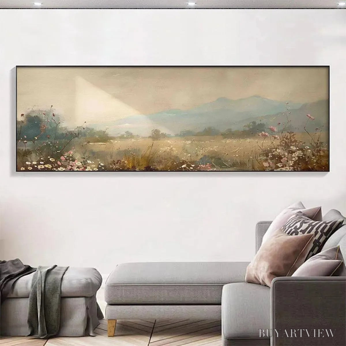 ARTOVITAS Meadow Valley Panoramic – Landscape Painting, Panoramic - image 2