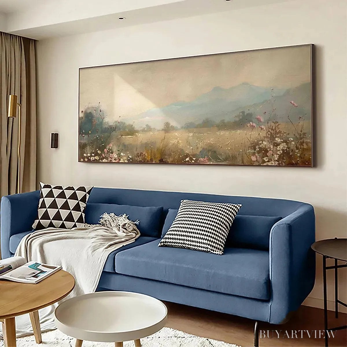 ARTOVITAS Meadow Valley Panoramic – Landscape Painting, Panoramic - image 5