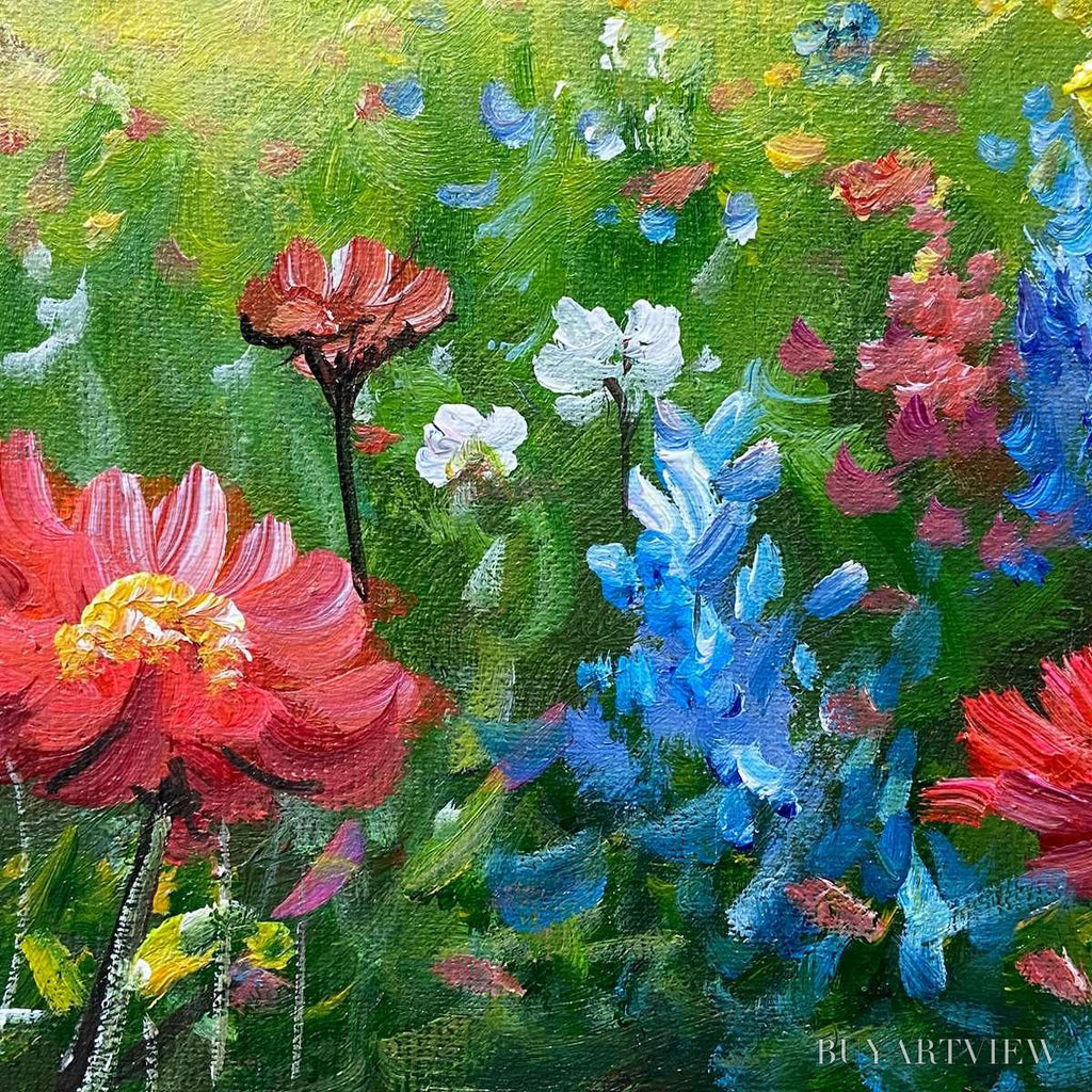 ARTOVITAS Alpine Wildflower Paradise – Colorful Landscape Painting with Mountains and Wildflowers - image 3
