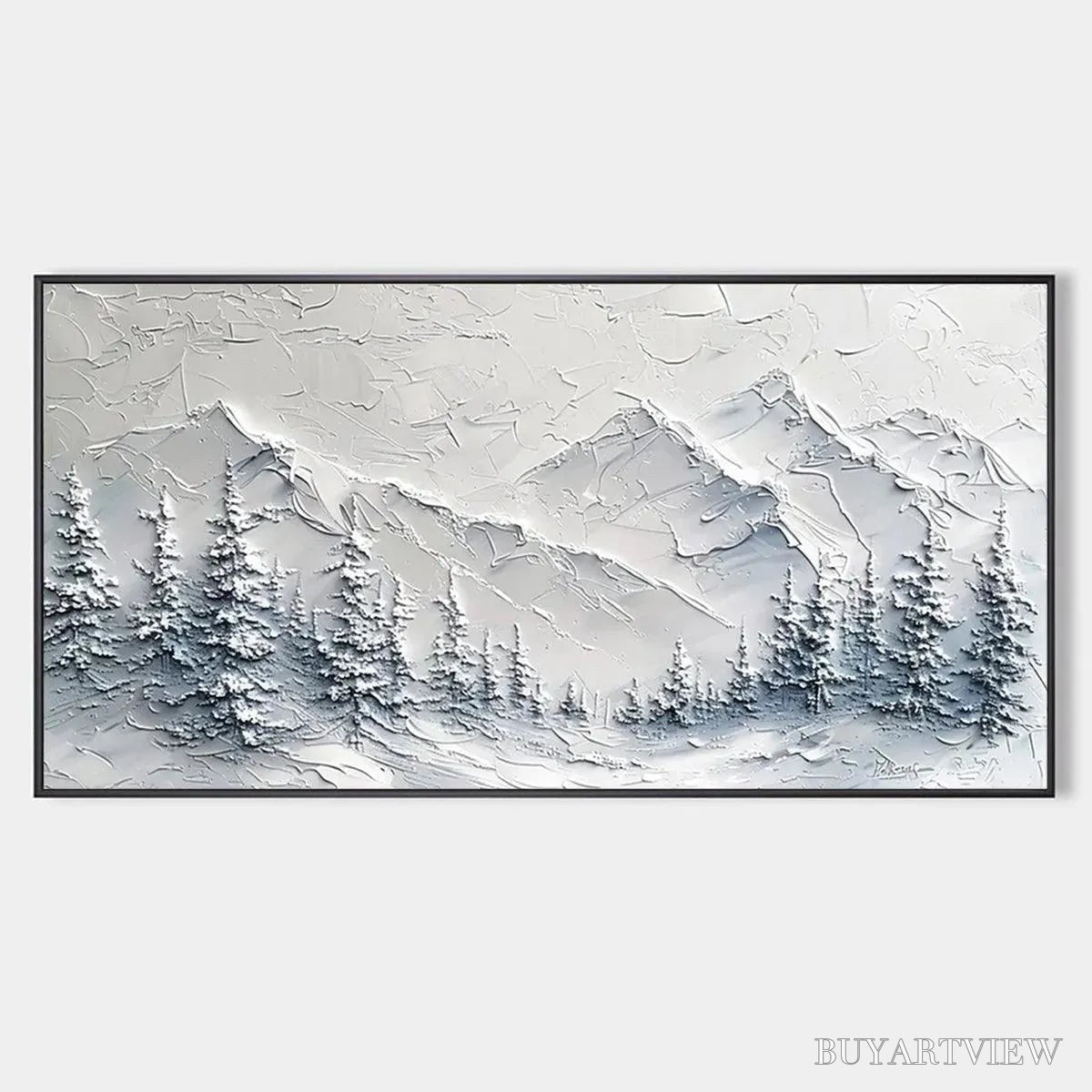 ARTOVITAS Winter'S Embrace – Textured Winter Mountain Landscape Painting - image 1