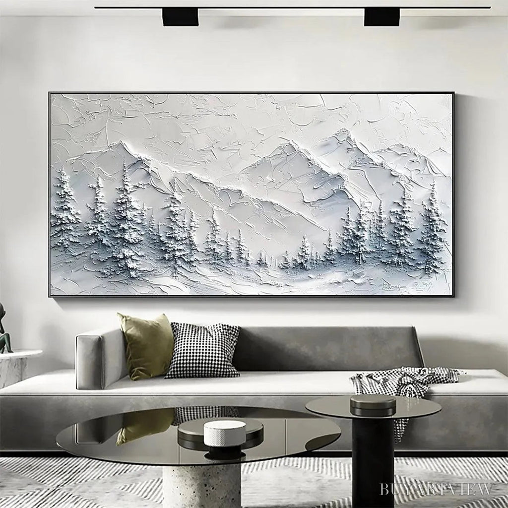ARTOVITAS Winter'S Embrace – Textured Winter Mountain Landscape Painting - image 2