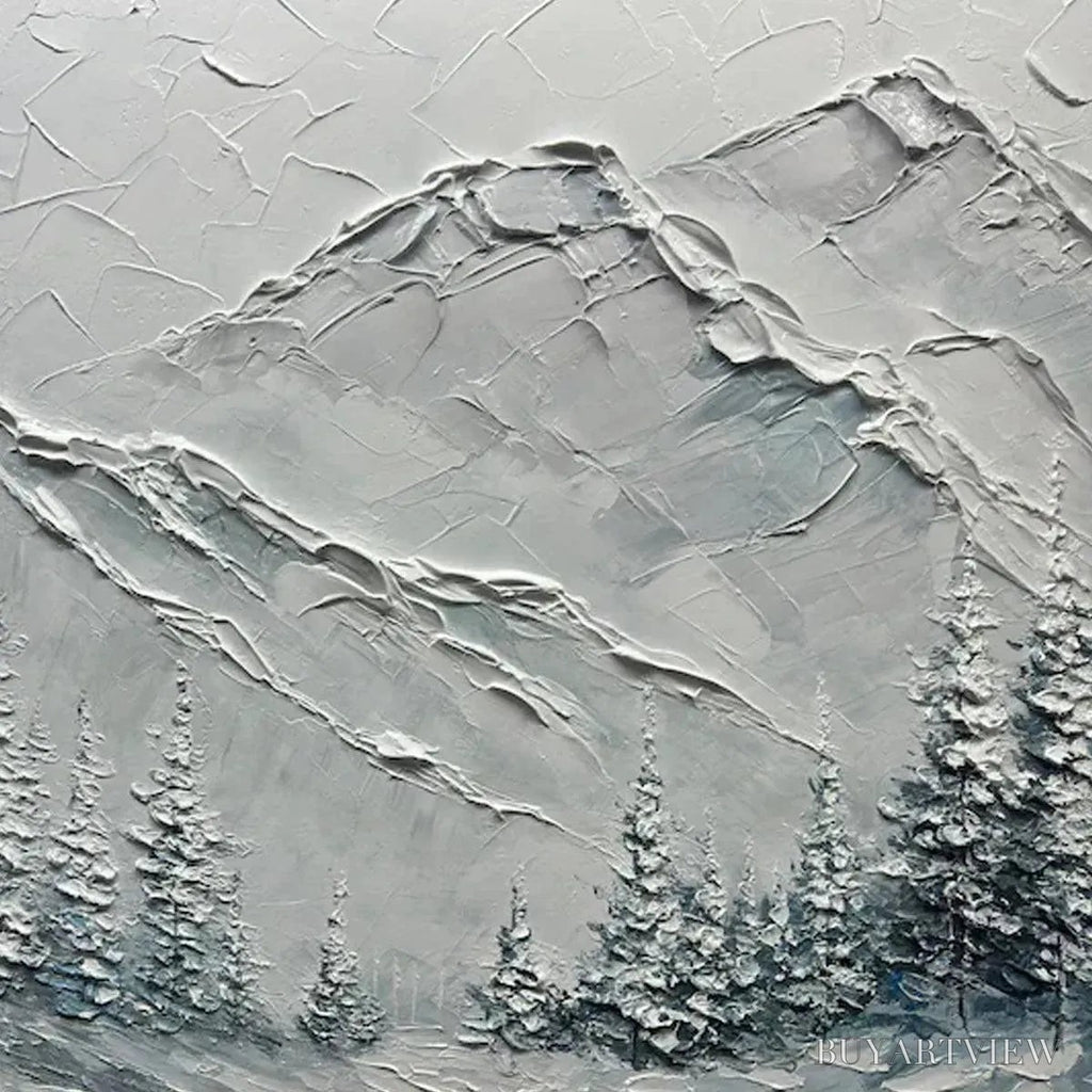 ARTOVITAS Winter'S Embrace – Textured Winter Mountain Landscape Painting - image 3
