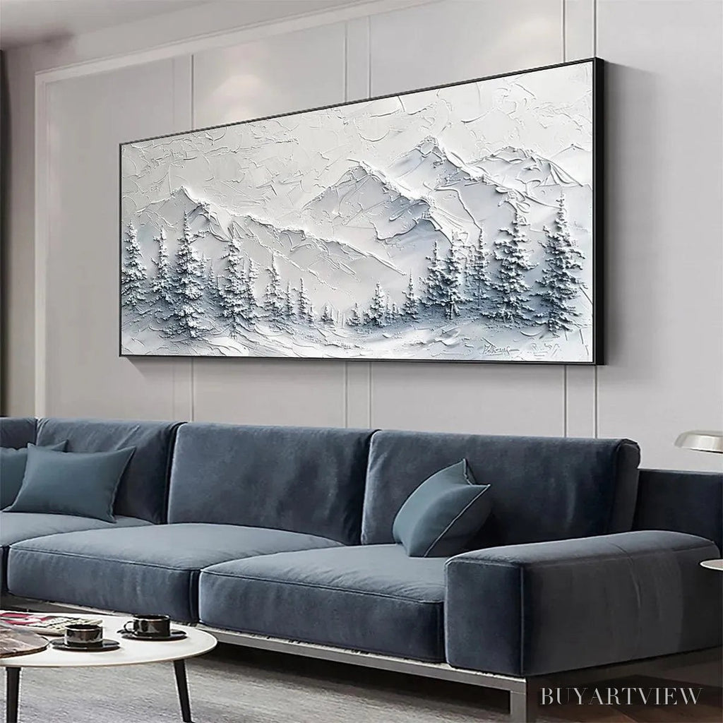 ARTOVITAS Winter'S Embrace – Textured Winter Mountain Landscape Painting - image 4