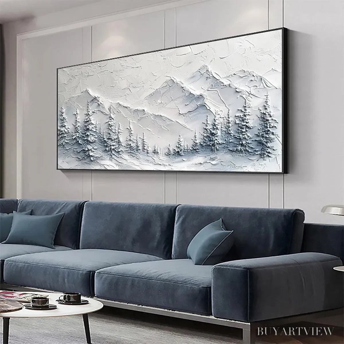 ARTOVITAS Winter'S Embrace – Textured Winter Mountain Landscape Painting - image 4