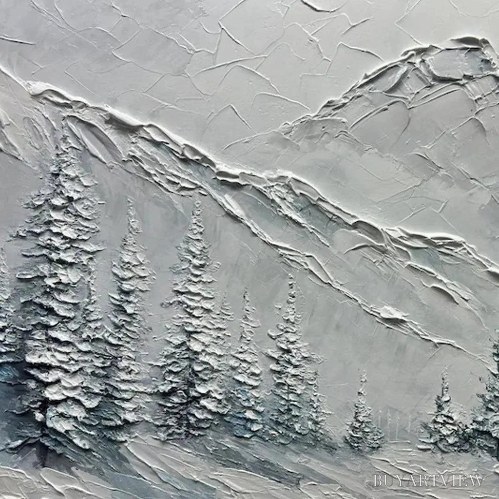 ARTOVITAS Winter'S Embrace – Textured Winter Mountain Landscape Painting - image 5