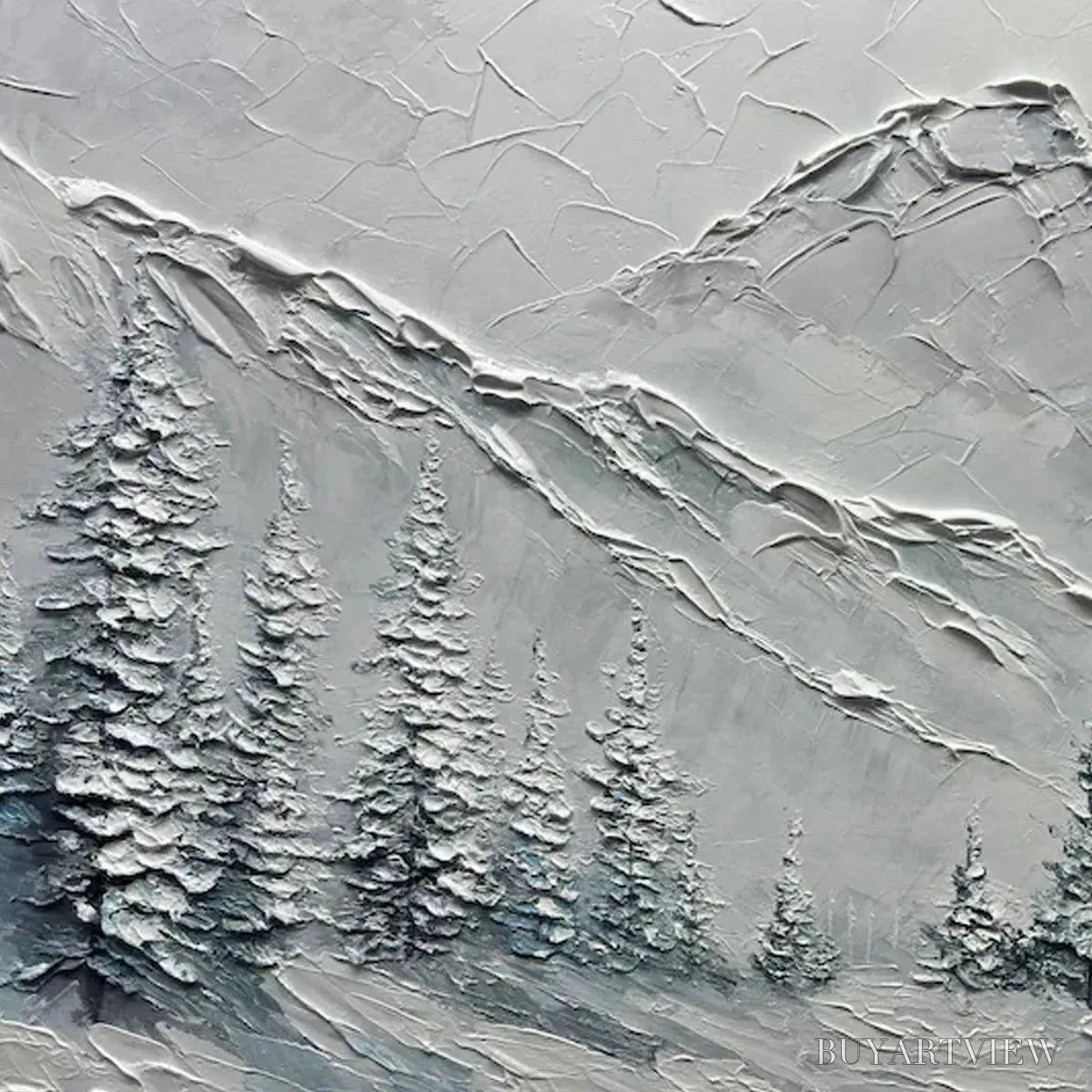 ARTOVITAS Winter'S Embrace – Textured Winter Mountain Landscape Painting - image 5