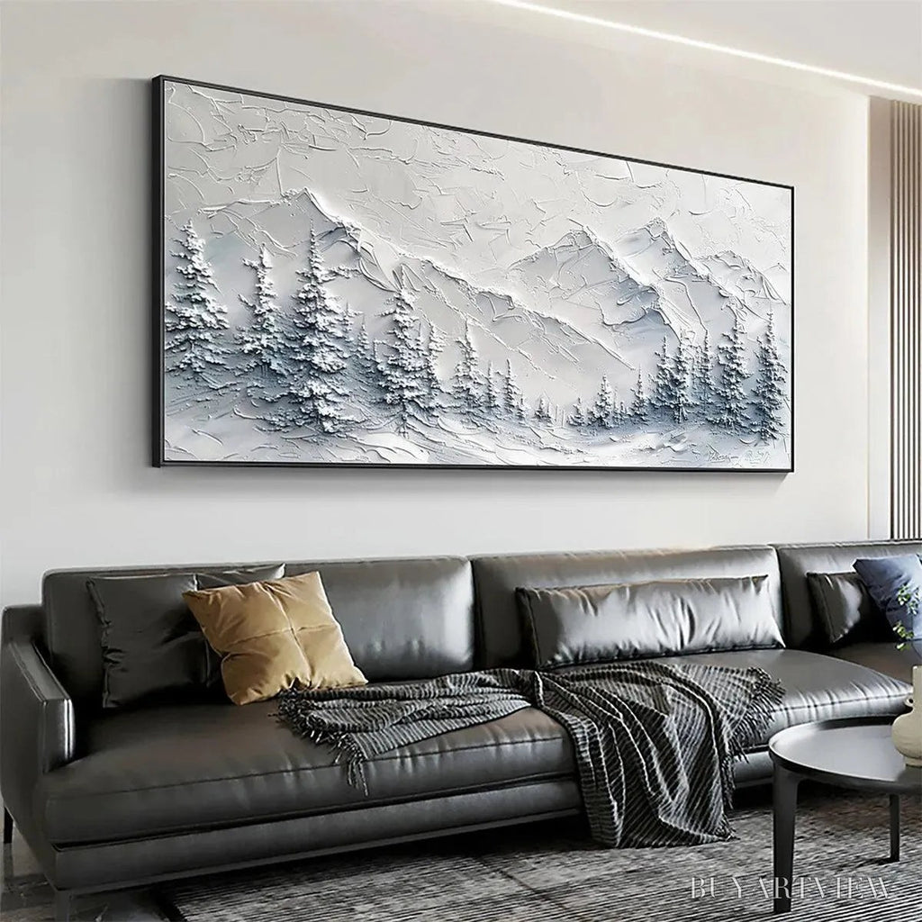 ARTOVITAS Winter'S Embrace – Textured Winter Mountain Landscape Painting - image 6