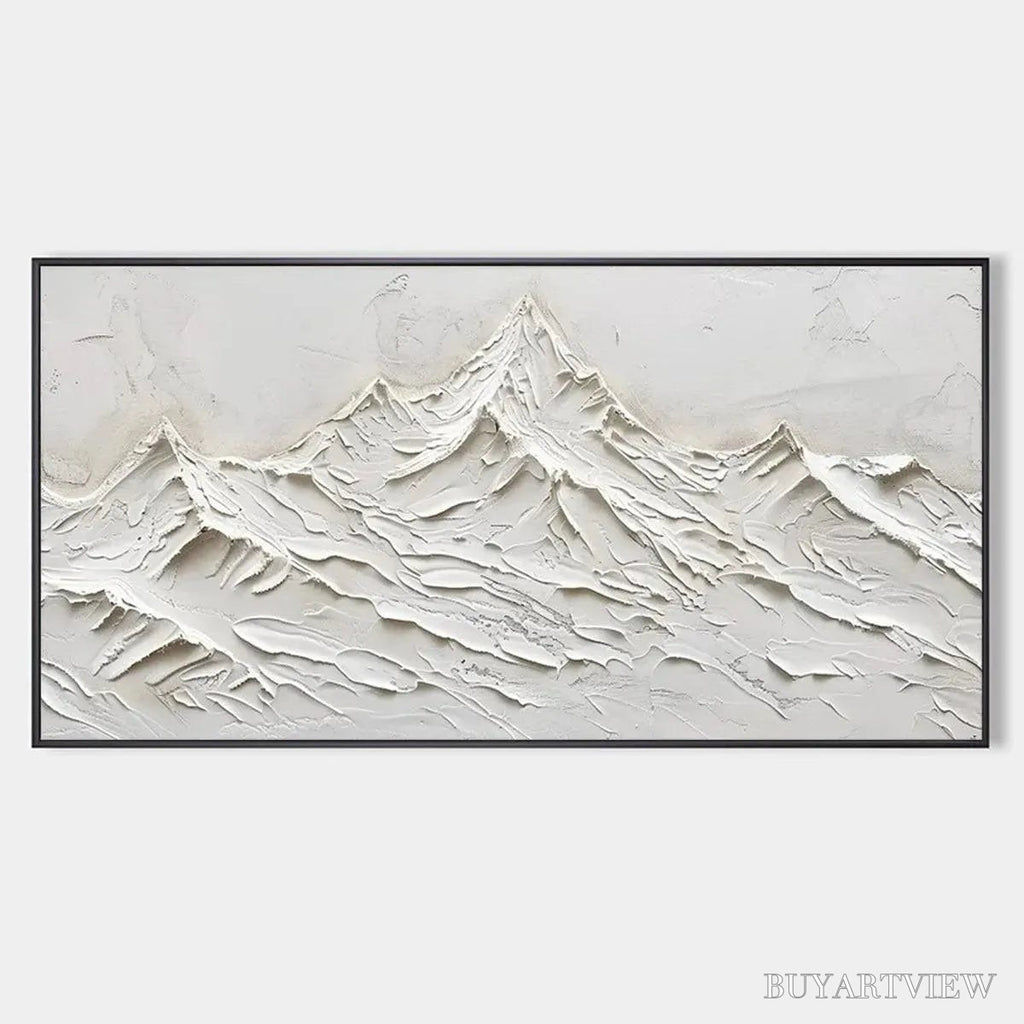 ARTOVITAS White Mountains – Textured Minimalist Abstract Mountain Painting in White - image 1
