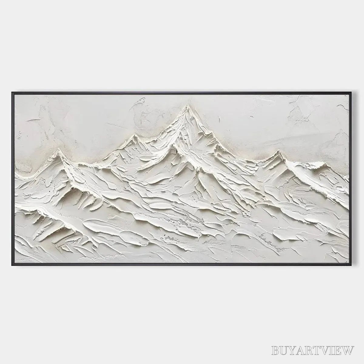 ARTOVITAS White Mountains – Textured Minimalist Abstract Mountain Painting in White - image 1