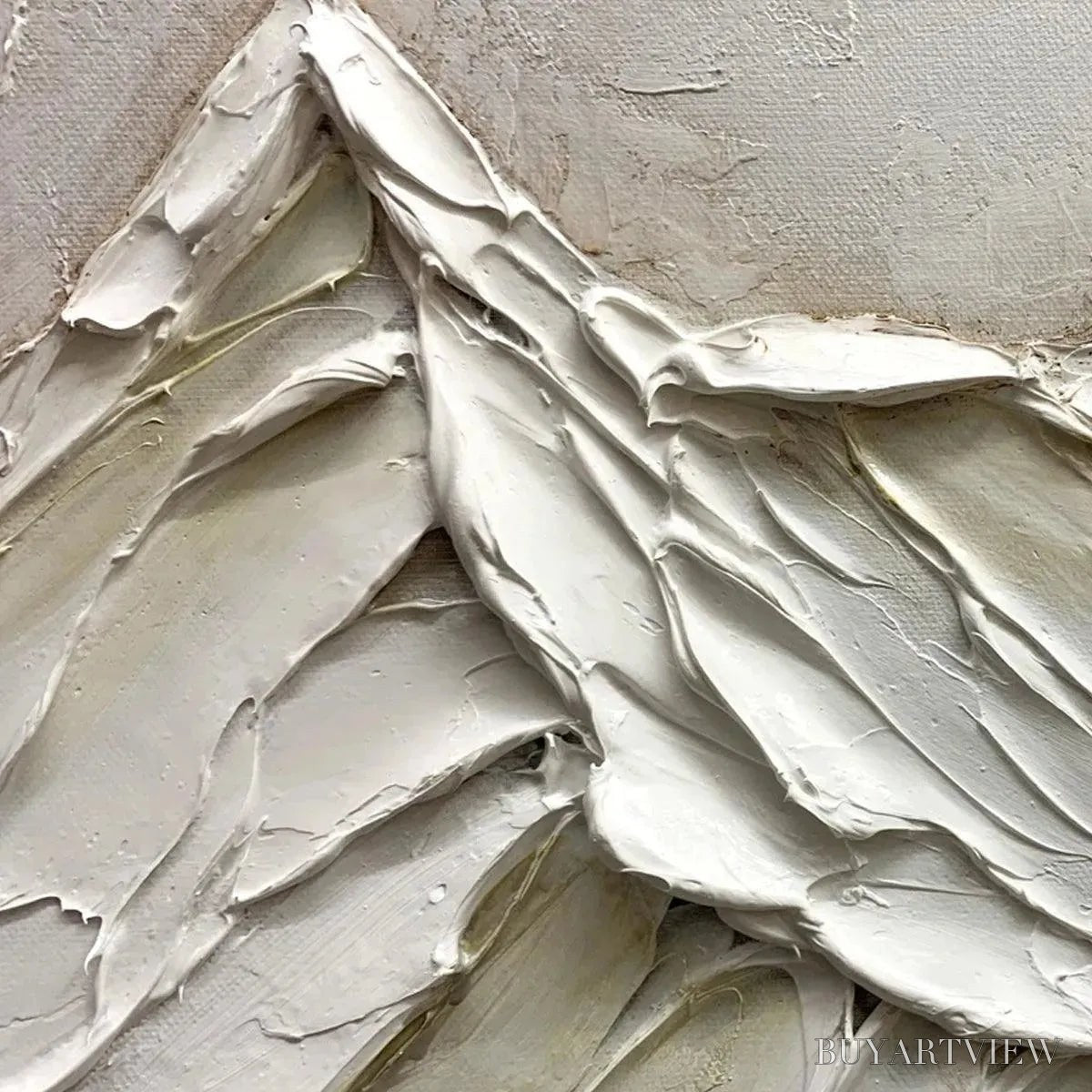 ARTOVITAS White Mountains – Textured Minimalist Abstract Mountain Painting in White - image 3