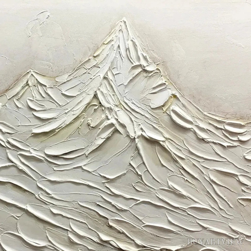 ARTOVITAS White Mountains – Textured Minimalist Abstract Mountain Painting in White - image 5