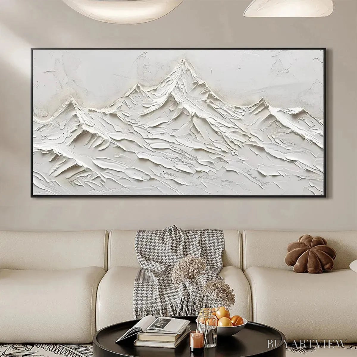 ARTOVITAS White Mountains – Textured Minimalist Abstract Mountain Painting in White - image 6