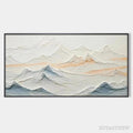 ARTOVITAS Tranquil Peaks – Textured Abstract Mountain Landscape Painting in Beige and Blue - image 1