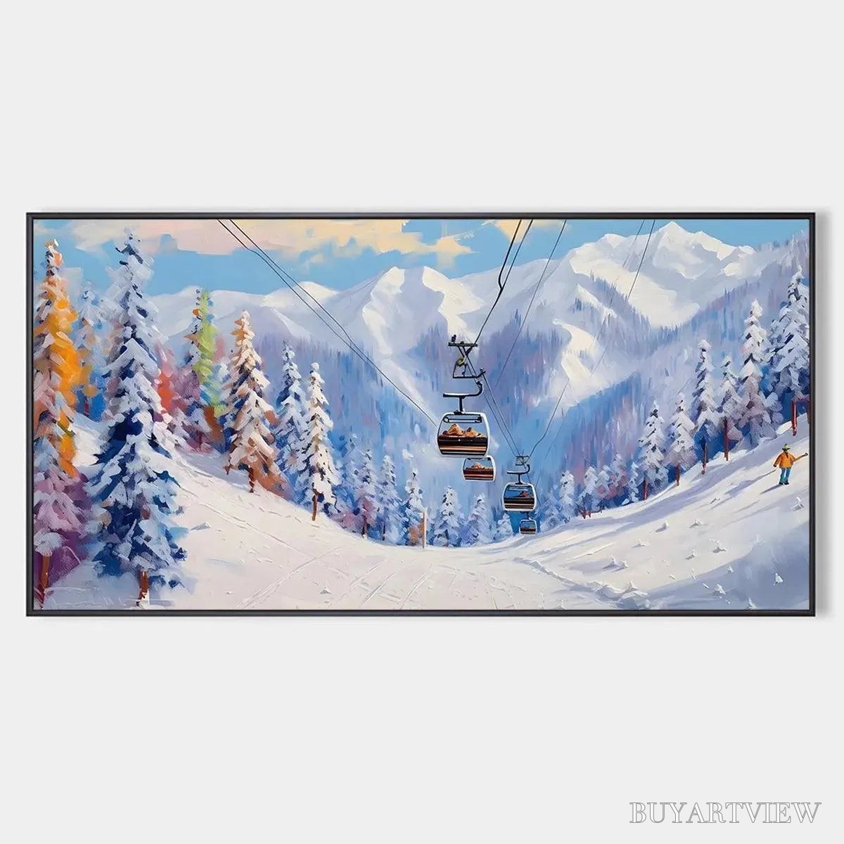 ARTOVITAS Snowy Slopes – Panoramic Ski Resort Landscape Painting - image 1