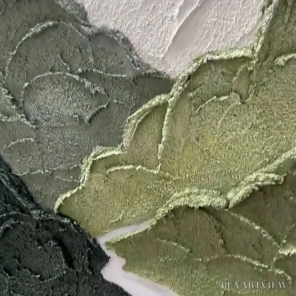 ARTOVITAS Jade Peak – Textured Green and White Mountain Landscape Painting - image 3