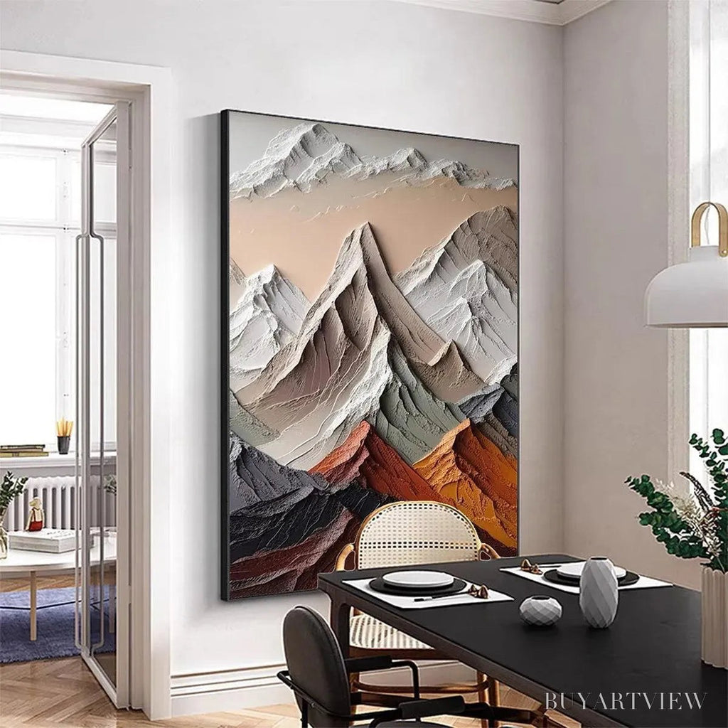 ARTOVITAS Majestic Peaks – Textured Impasto Mountain Landscape Painting in Earthy Tones - image 4