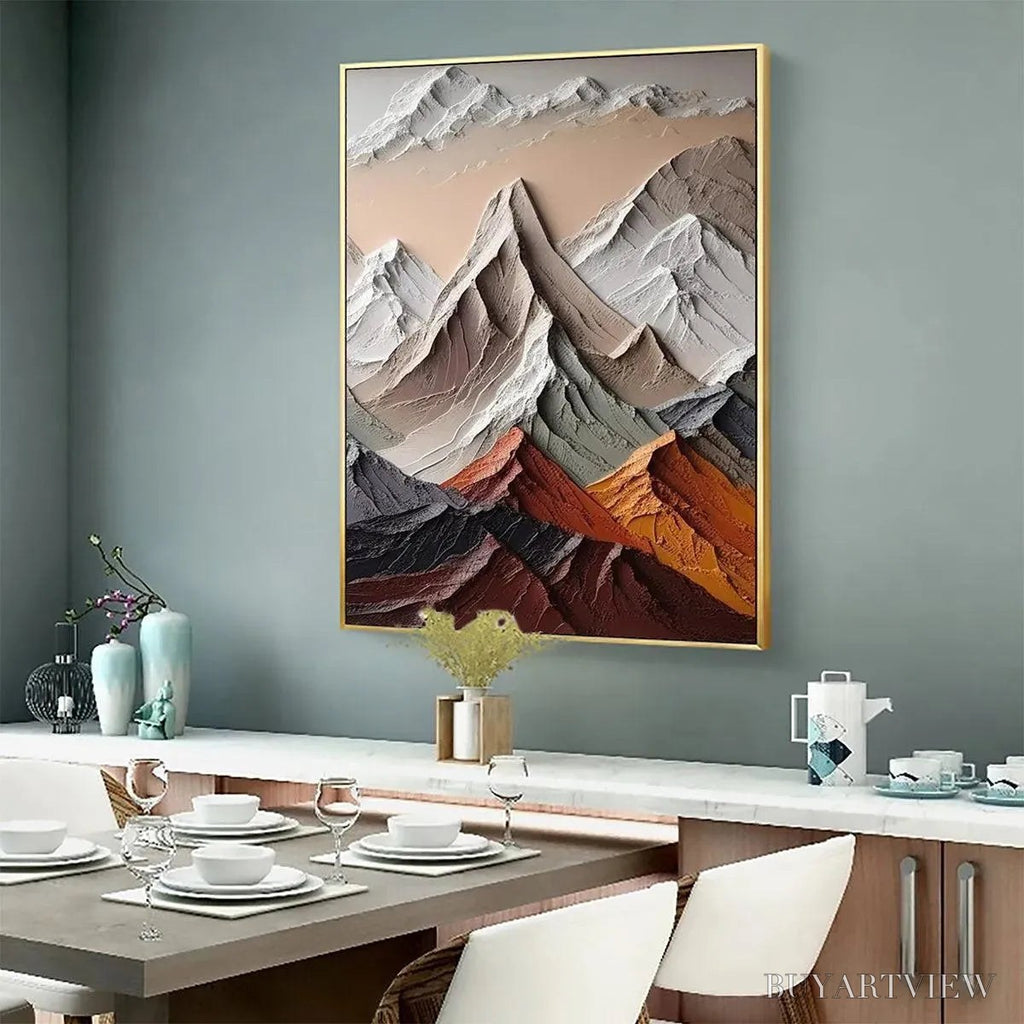 ARTOVITAS Majestic Peaks – Textured Impasto Mountain Landscape Painting in Earthy Tones - image 6