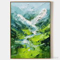 ARTOVITAS Emerald Valley – Textured Green Abstract Mountain Landscape Painting - image 1
