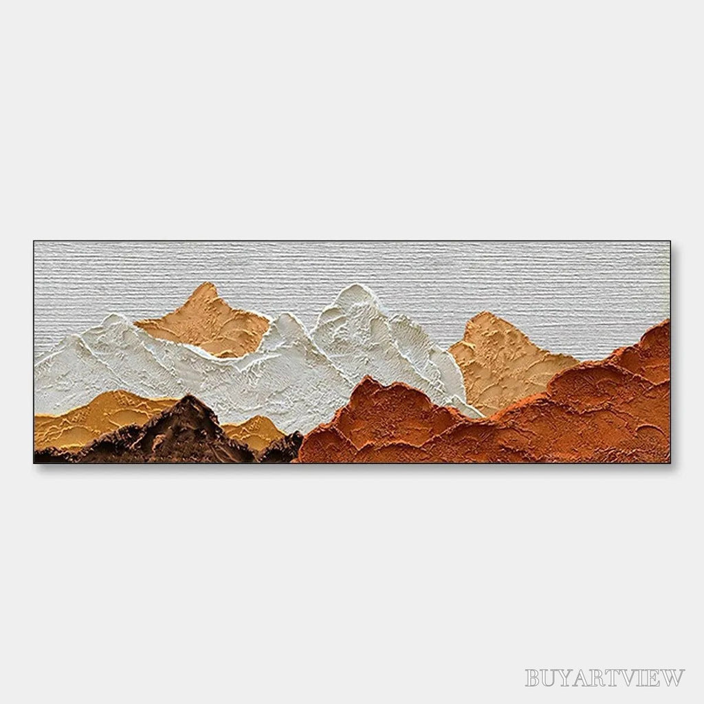 ARTOVITAS Mountain Peaks – Textured Mountain Range Painting in Brown and White - image 1