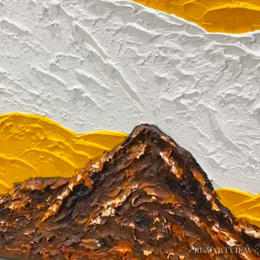 ARTOVITAS Mountain Peaks – Textured Mountain Range Painting in Brown and White - image 3