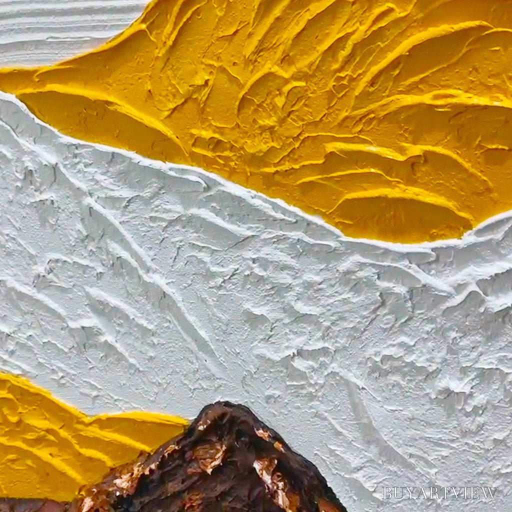 ARTOVITAS Mountain Peaks – Textured Mountain Range Painting in Brown and White - image 5