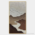 ARTOVITAS Earth River – Textured Brown and White Mountain River Landscape Painting - image 1