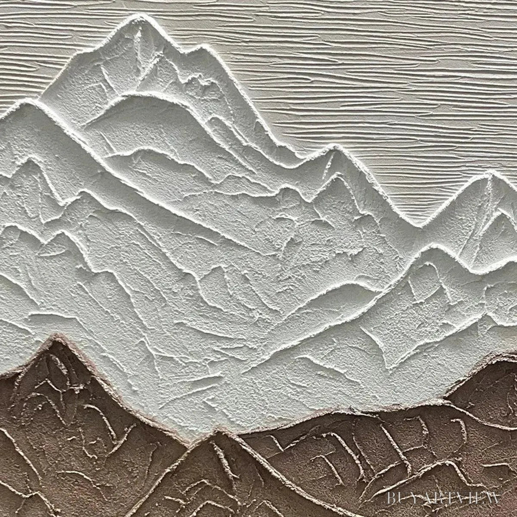 ARTOVITAS Earth River – Textured Brown and White Mountain River Landscape Painting - image 3