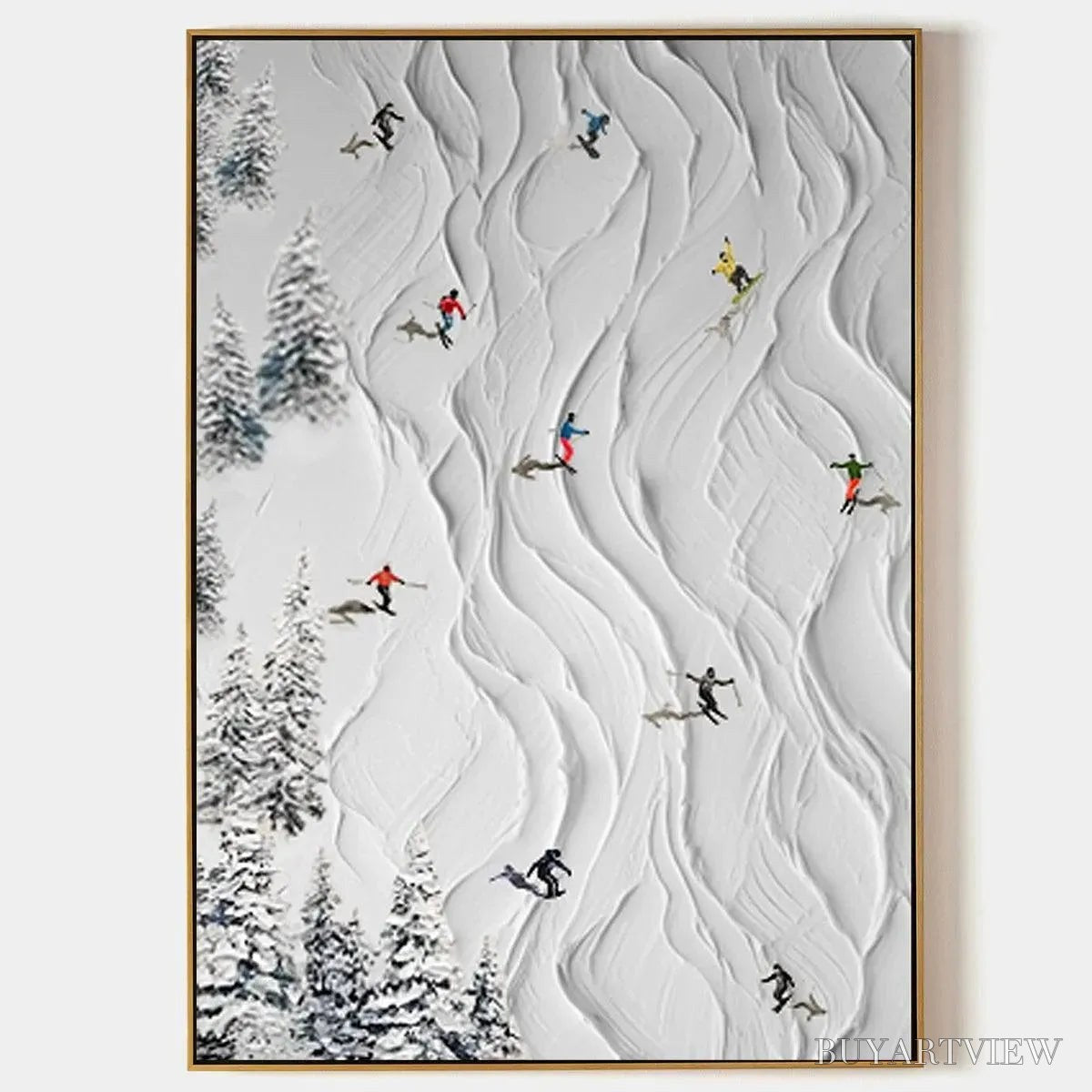 ARTOVITAS Alpine Slopes – Textured White Skiing Landscape Painting - image 1