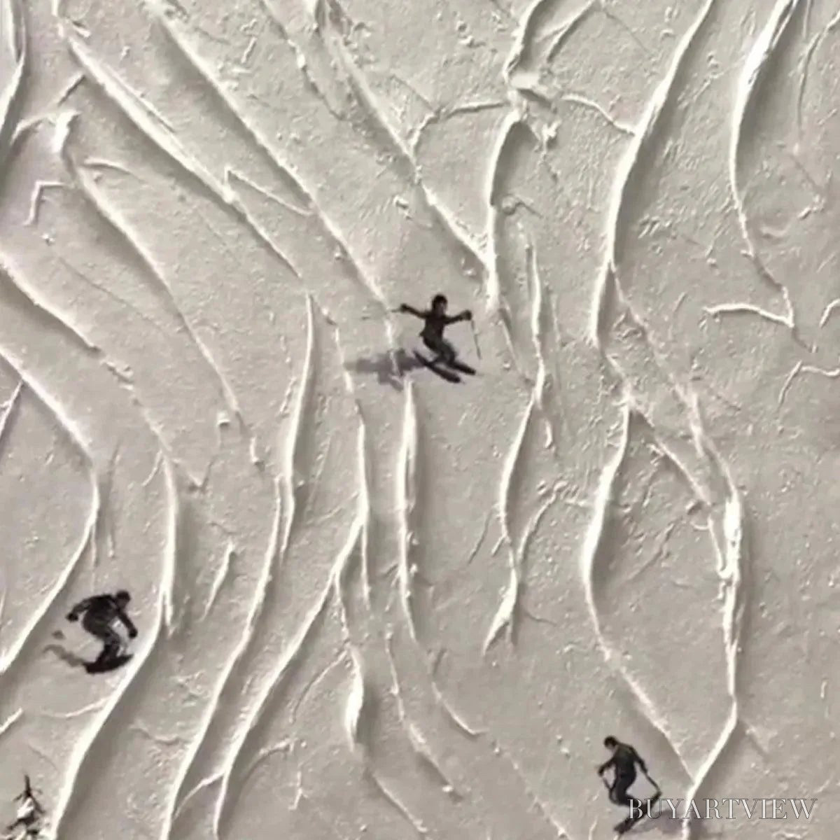 ARTOVITAS Alpine Slopes – Textured White Skiing Landscape Painting - image 3