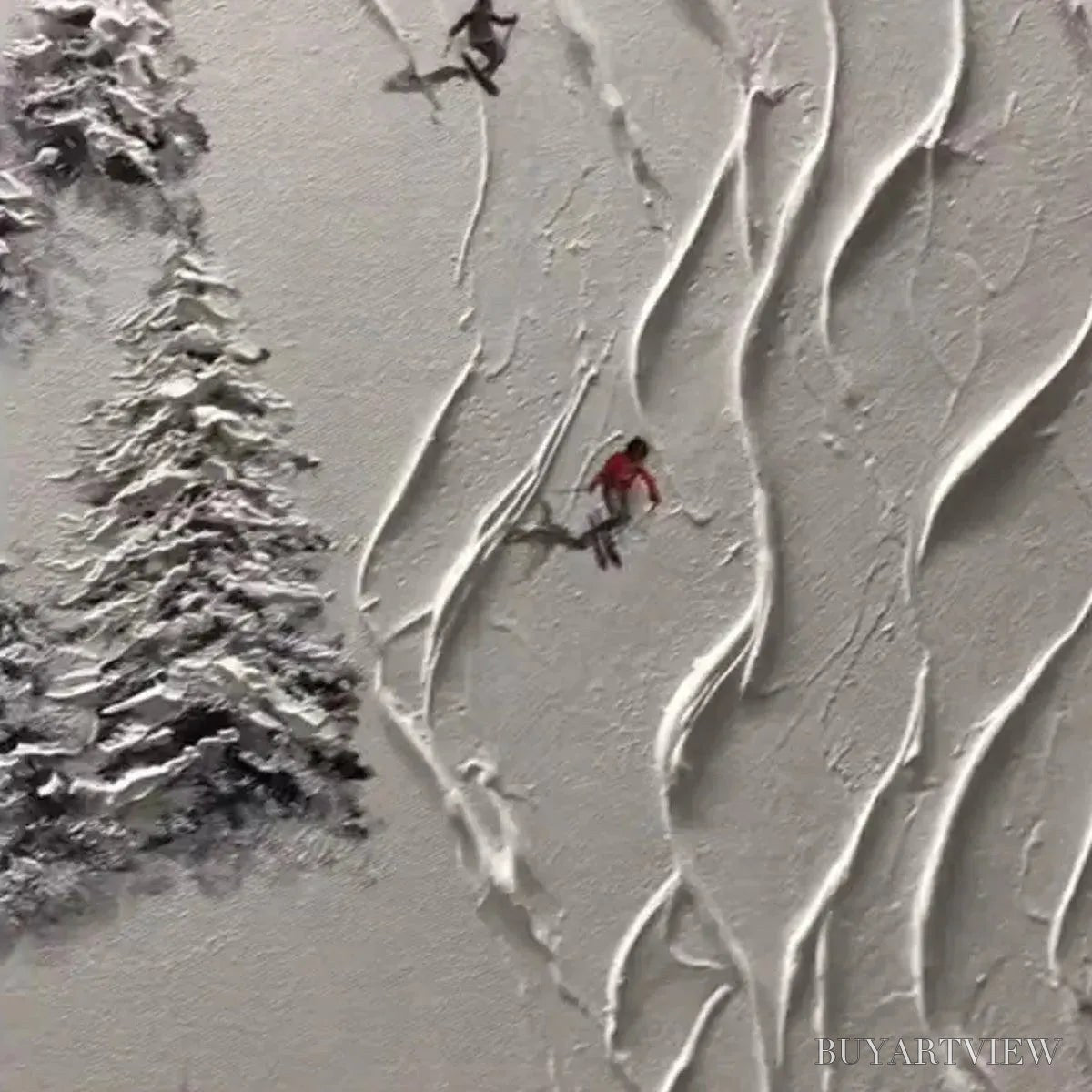 ARTOVITAS Alpine Slopes – Textured White Skiing Landscape Painting - image 6